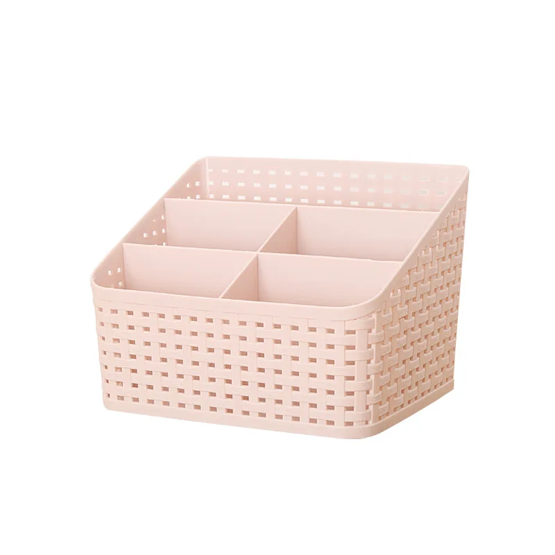 Многоцелевой Настольный органайзер, пластиковая коробка для хранения макияжа, чехол, держатель для карандашей, косметический Органайзер для макияжа, контейнер для ванной комнаты - Цвет: pink