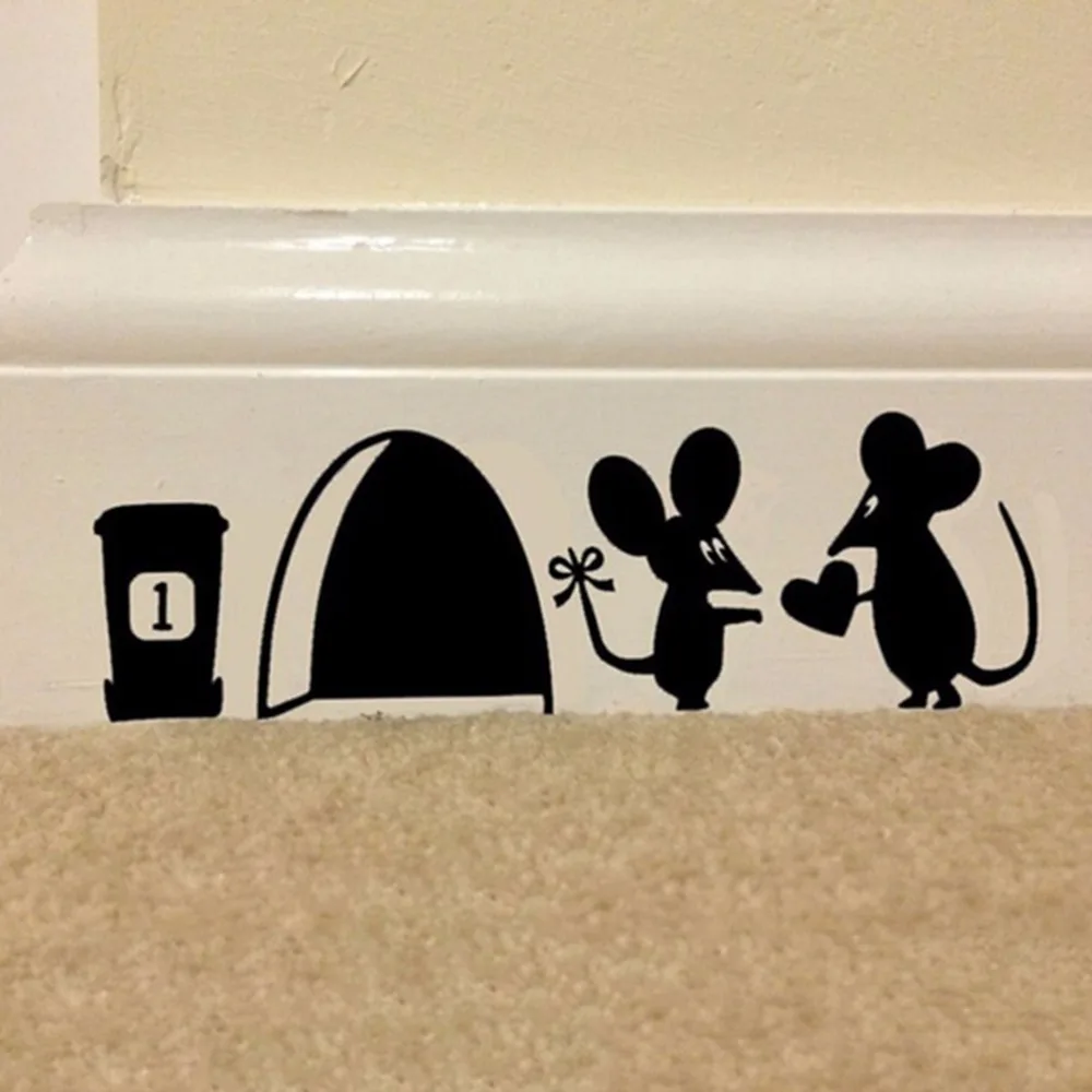 Cut Rate Wall-Stickers Mouse-Hole Bedroom Living-Room Cartoon Creative 3D 1PC Mice Funny nzKVow1N