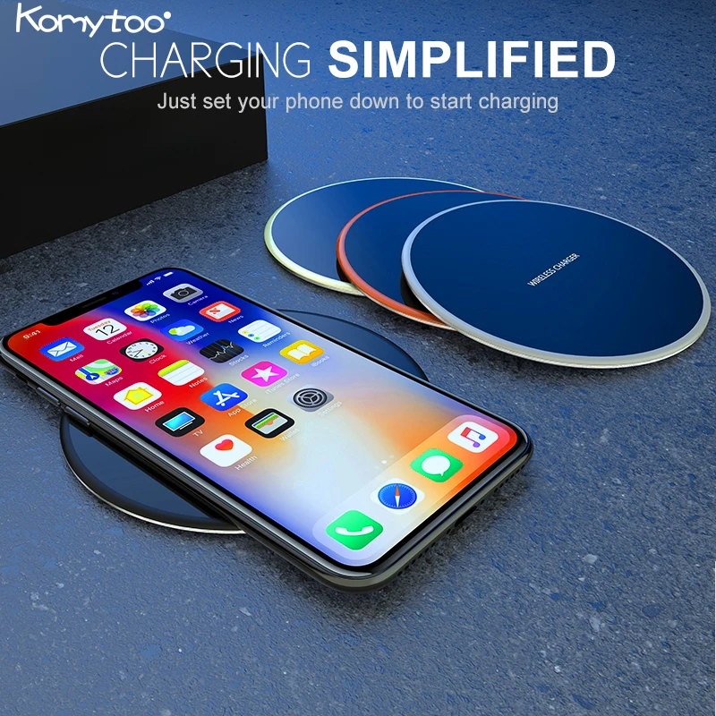 

KOMYTOO 10W Qi Wireless Charger For iPhone XS Max XR X 8 Plus USB Charger Fast Wireless Charger For Samsung S9 S8 Huawei Mate RS