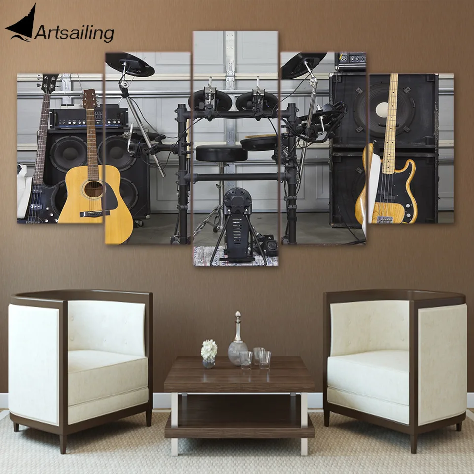 HD Printed 5 Piece Canvas Art font b Music b font font b Instrument b font