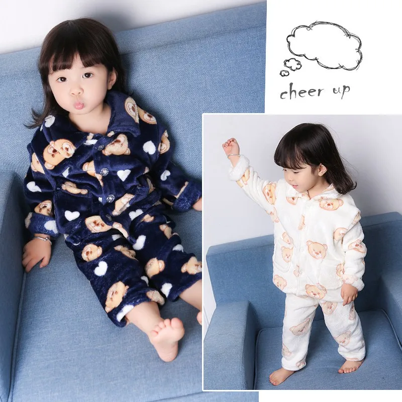 CROAL CHERIE Fleece Sleepwear For Girl Baby Boy Fall 2018 Kids Pajamas For Children Warm Sleeping Clothes Sets 80-130cm (4)