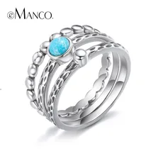 E-Manco 925 пробы серебряные кольца из бисера Синий Бирюзовый Кольца с леопардами Элегантные свадебные и обручальные подарки