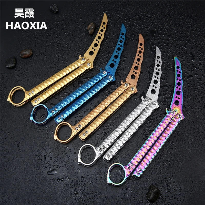 

HAOXIA 50 For Dull blade Multi-color Practice Butterfly in Balisong Trainer Knife