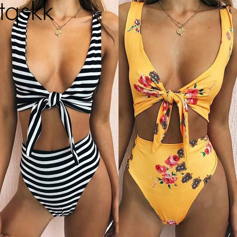 

TQSKK 2019 New High Waist Swimsuit Women Bikinis Female Swimwear Retro Bandeau Print Bottom Bikini Set Bathing Suits Biquini