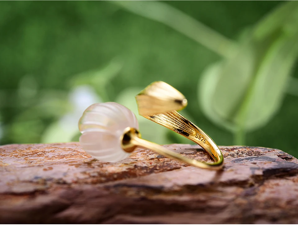 Серебряное женское кольцо с позолотой «Тюльпан»