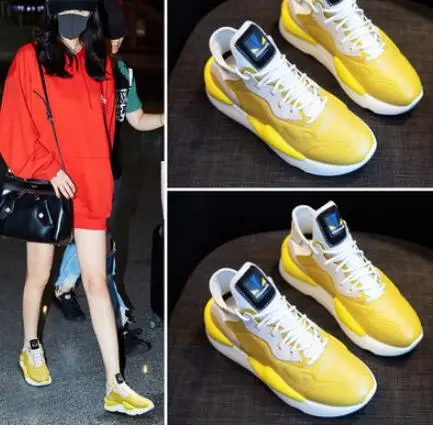 Chaussures Nouvelle 2018 Avec Vieux Version Femme Net Coréenne Épais Fond Noir De jaune Rouge P1qUd1