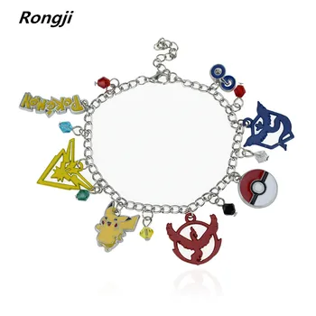

20pc Pokemon Go Team Mystic Valor Instinct Pikach Bracelet & Bangle with Enamel Stars Pentacle Charms Girls/Women Jewelry