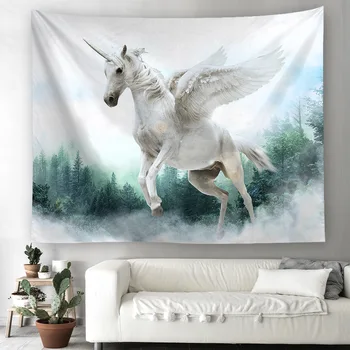 

Cilected Dream Unicorn Tapestry Wall Hanging For Bedroom Home Decor Cartoon Psychedelic Wall Carpet Mandala Decorative Tapestry