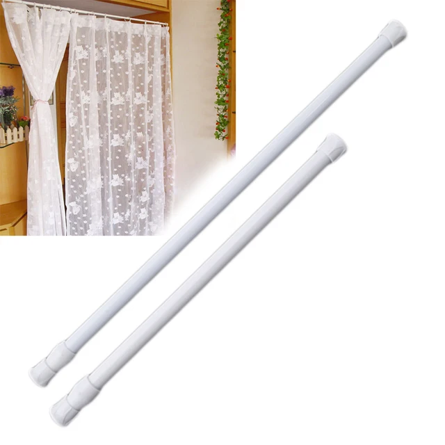 Telescopic Curtain Rod Adjustable Spring Loaded Bathroom Shower Curtain