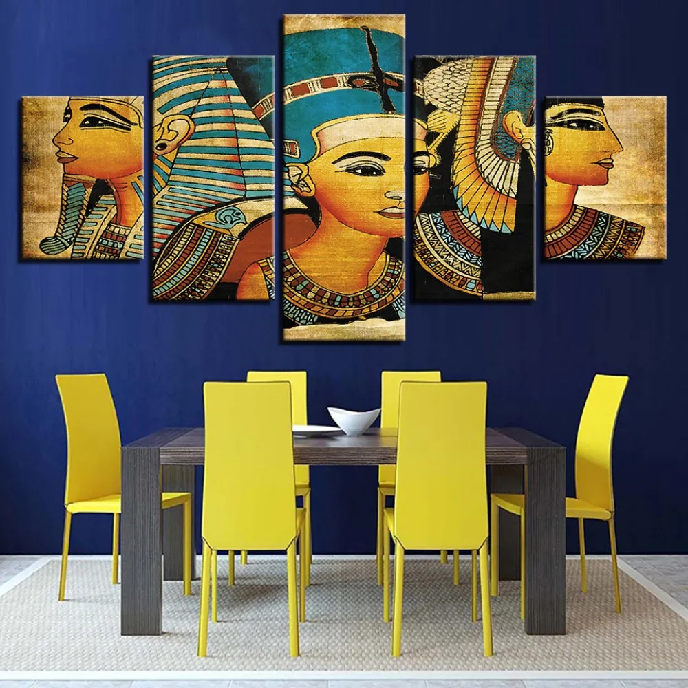 5 Panel Canvas Art Popular Egyptian Pharaoh Queen Painting Prints
