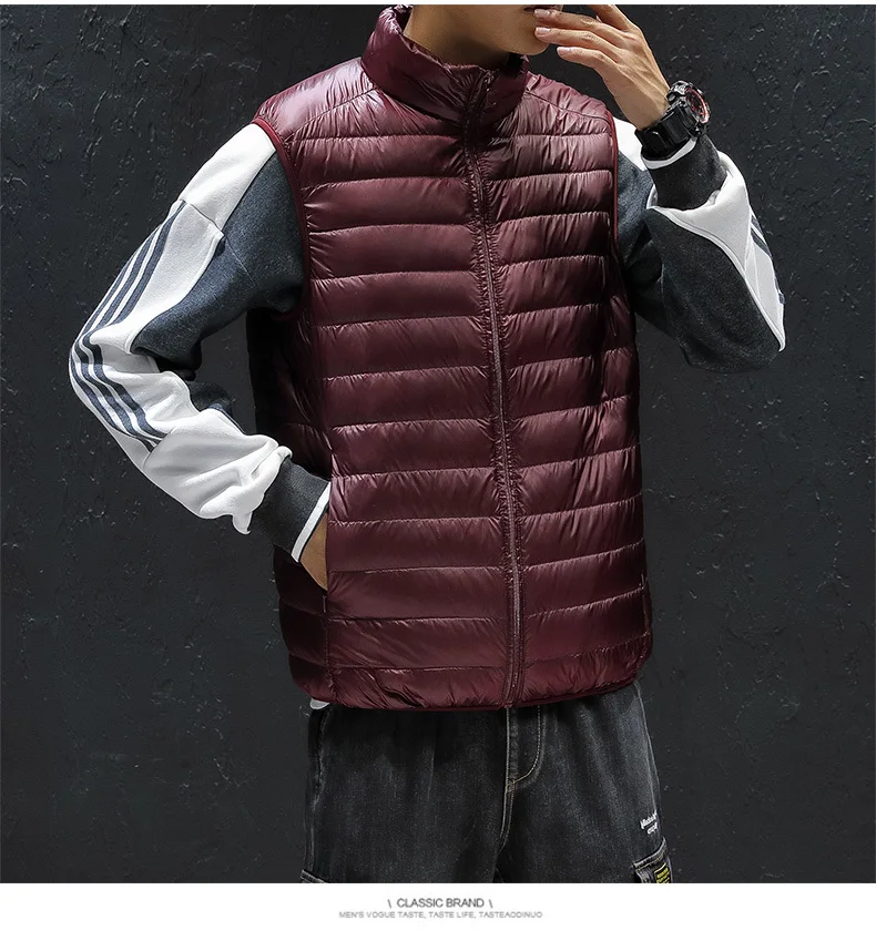 Spring New Korean Printing Letter Stitching Men's Couple Loose Casual Japanese Simple Light Down Vest