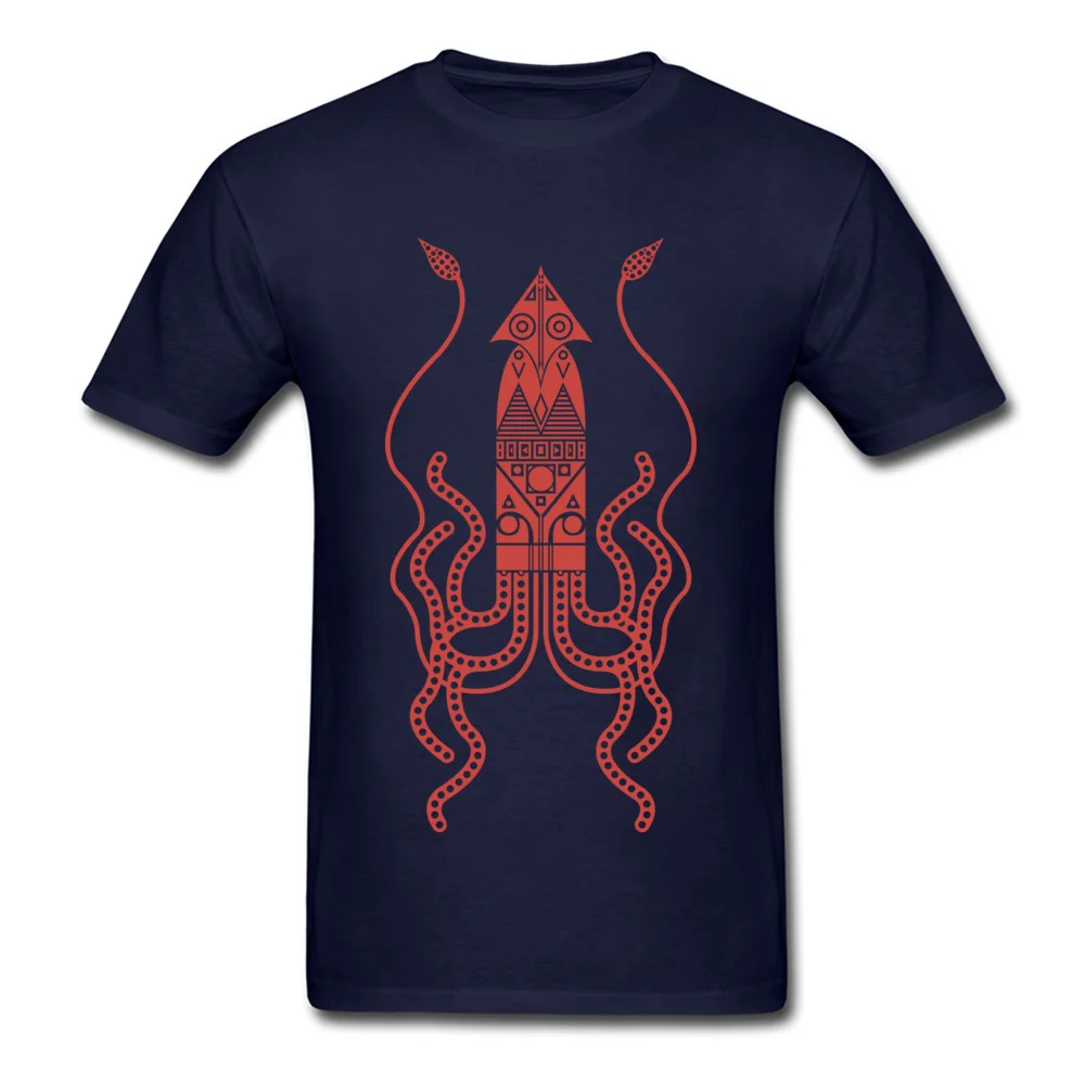 Men's 2018 New Casual T Shirt Crewneck Summer Cotton Fabric Top T-shirts Design Short Sleeve Giant Squid Tee-Shirt Giant Squid navy