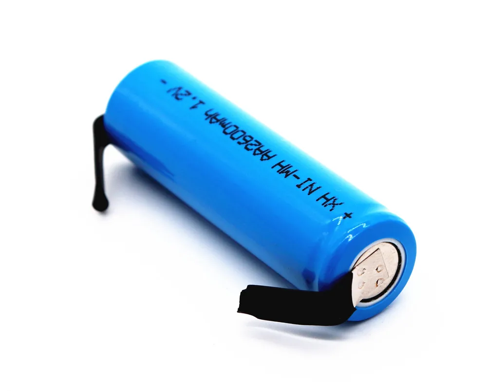 Новинка 1,2 V AA перезаряжаемая батарея 2600mah 2A Ni-MH с шарнирным штифтом паяльный лист электробритва батарея для зубной щетки