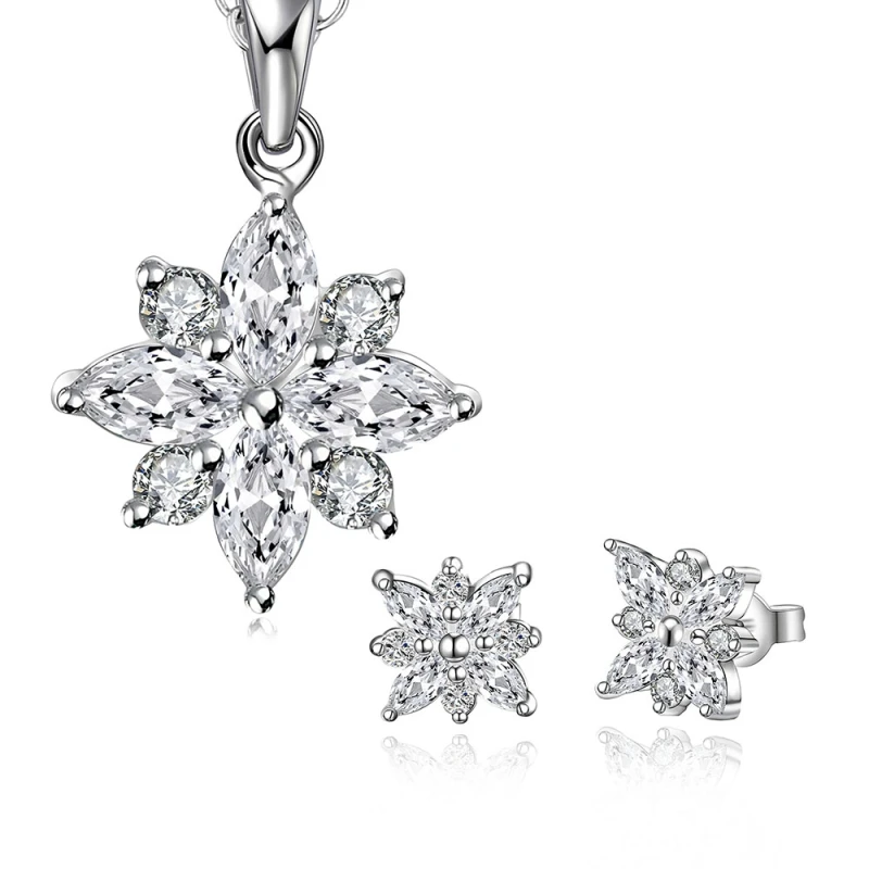 

Garilina Fashion jewelry Silver White Cubic zirconia Pendant Earrings Jewelry Sets for women S2017