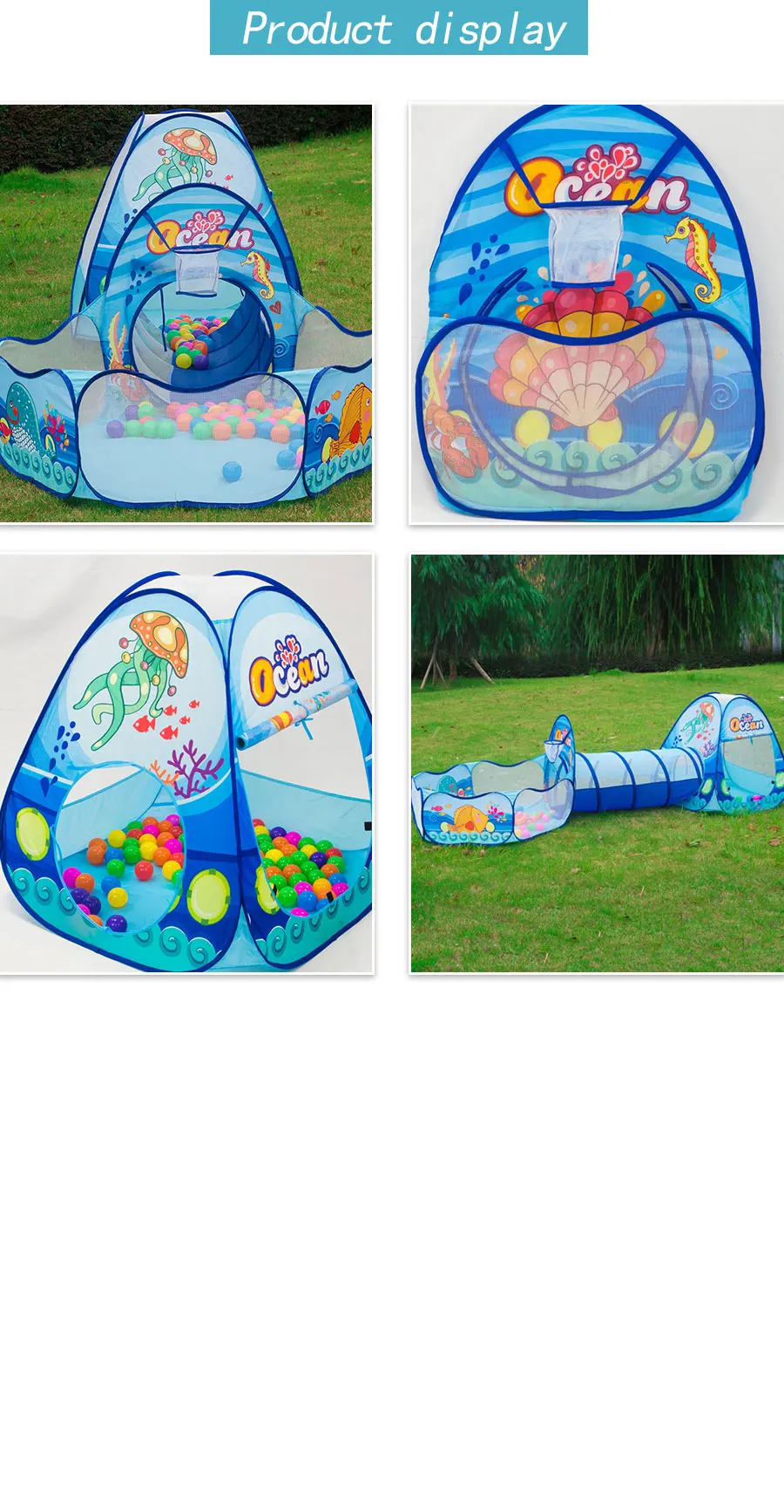 3pcs/set Folding Tents for Kids Pool Tube Teepee Pop-up Children's Crawling Tunnel Huge With Balls Pool Lodge Tents Toy