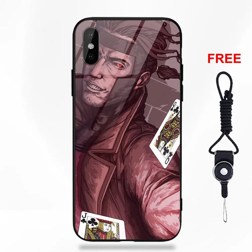 Vvcqod For Apple iPhone X XS Max XR 5 5C 5S SE 6 6S 7 8 Plus Soft TPU Frame+Tempered Glass Cover Comics Marvel Gambit Vvcqod For Apple iPhone X XS Max XR 5 5C 5S SE 6 6S 7 8 Plus Soft TPU Frame+Tempered Glass Cover Comics Marvel Gambit