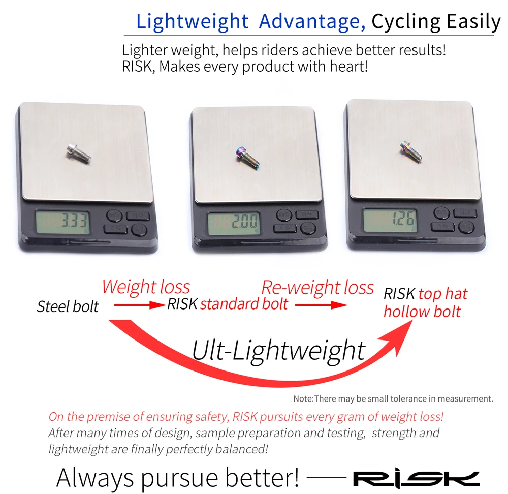 RISK велосипедный передний переключатель фиксирующий Комплект болтов M5x16mm Титан Ti дорожный складной велосипедный Сверхлегкий пустотелые отвертки велосипедные части