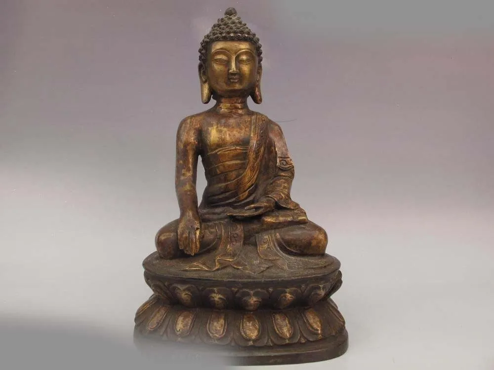 

Tibet Buddhist Temple exquisite Copper Bronze Sakyamuni Tathagata Buddha Statue SD 506