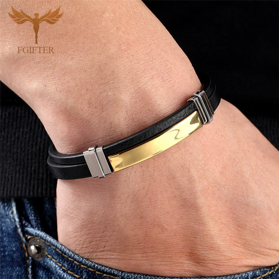 

2019 Trendy Man Leather Bracelets Bangles Male Accessories Jewelry Black Leather Bracelet pulseras hombre armband mannen