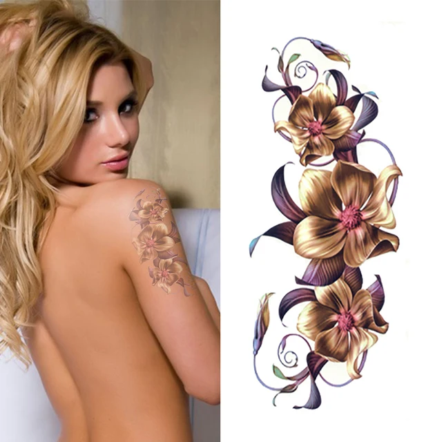 Waterproof Sexy Make Up Body Art Temporary Tattoo Stickers Chinese Orchid Flower Designs Tattoo Decals Waterproof Sexy Make Up Body Art Temporary Tattoo Stickers Chinese Orchid Flower Designs Tattoo Decals