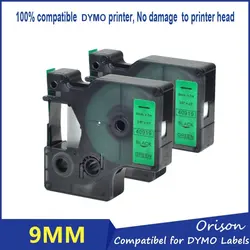 2 шт. 40919 label Клейкие ленты совместимый для DYMO D1 принтер этикеток dymo40919 картридж Клейкие ленты черный на зеленый 9 мм 7 м