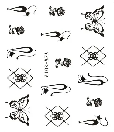 

Nail Stickers Black Necklace Jewelry Nail Art Water Transfer Stickers Decals Fruit/Geometric Pattern Manicure Decor
