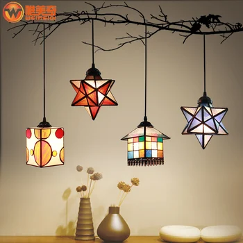 

fashion europ tiffany star pendant light stained glass restaurant bar dinging room hanging lighting