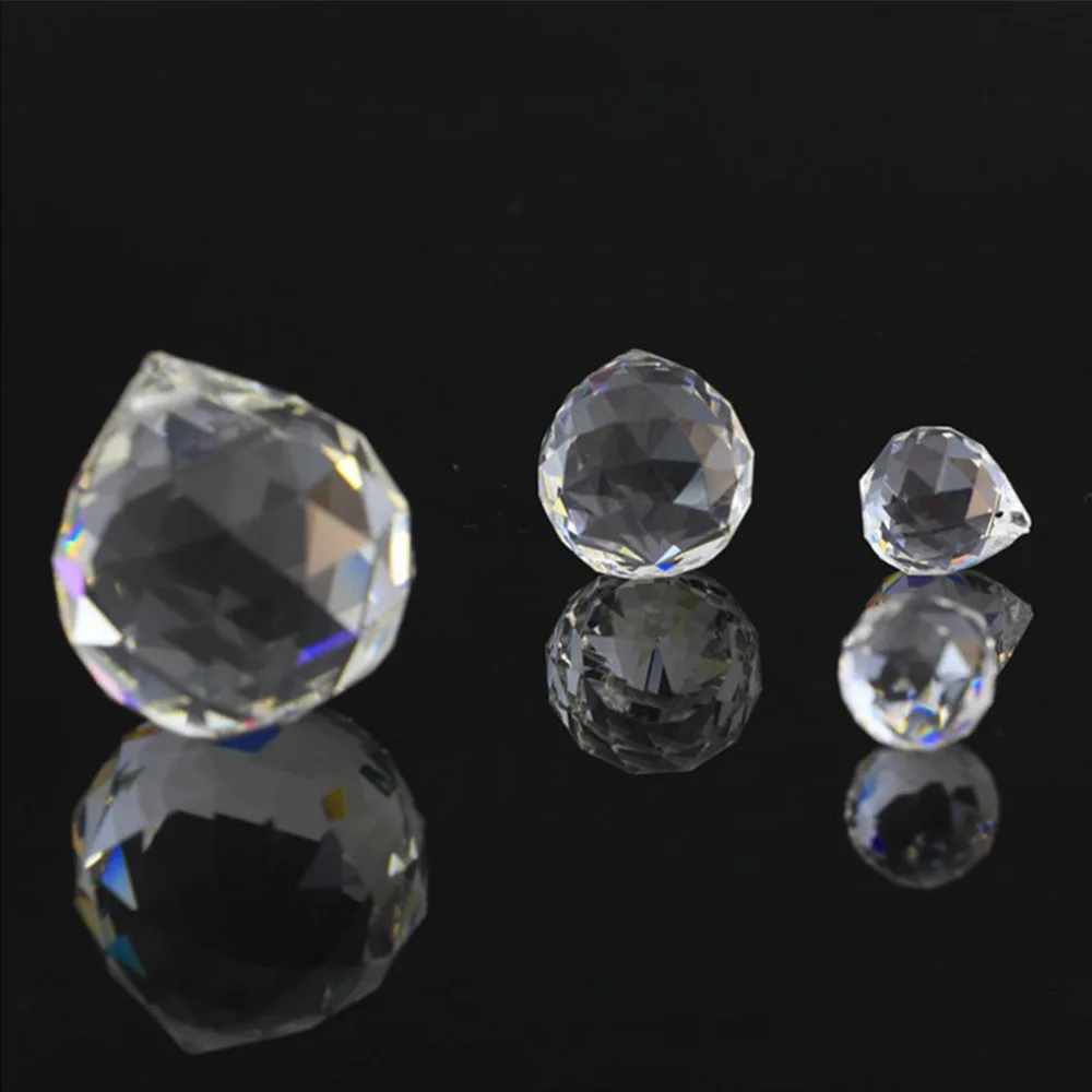20mm Clear Faceted Glass Sphere Prism 1 