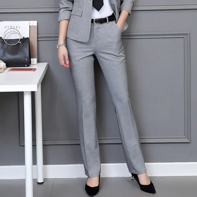 

Womens Straight Business Pants Formal Long Stretch Trousers Women Autumn Work Wear Bottoms Plus Size 3XL 4XL Black Blue Grey Red