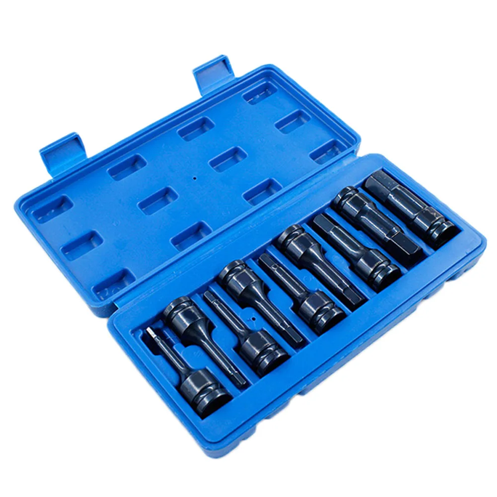 

9 Pcs Inner Hex Key Set 1/2 Inch Drive Impact H5/6/7/8/9/11/14/17/19 Socket Bits SLC88