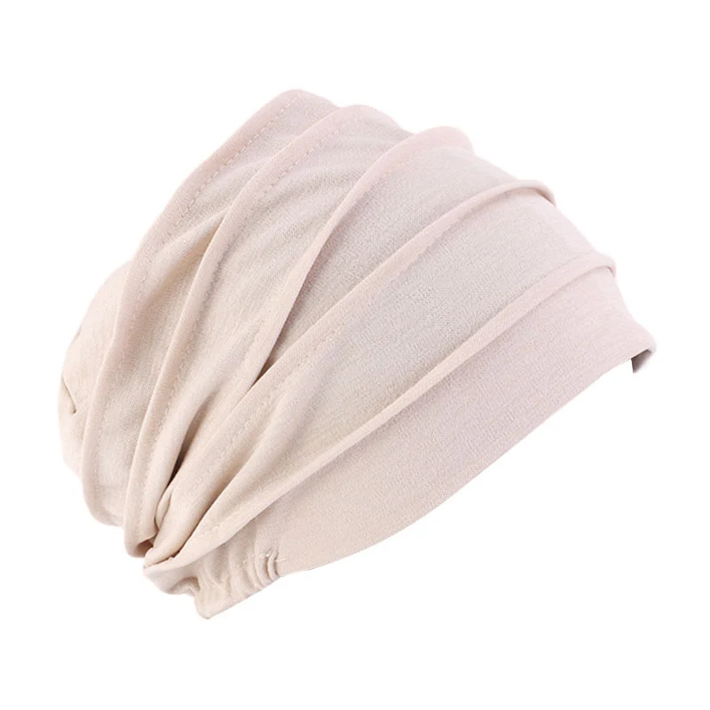 Новая женская мягкая удобная Кепка chemo и тюрбан для сна шапка с подкладкой для раковых выпадений волос хлопковый головной убор аксессуары для волос - Цвет: Бежевый