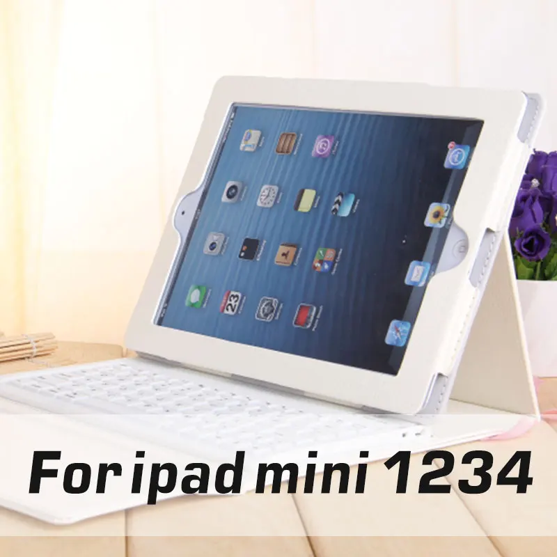 Для iPad Mini 1 2 3 4, беспроводной 3,0, Bluetooth, чехол-клавиатура, супер, из искусственной кожи, силиконовый флип-чехол с подставкой для iPad, смарт-Чехлы - Цвет: For mini 1234-white