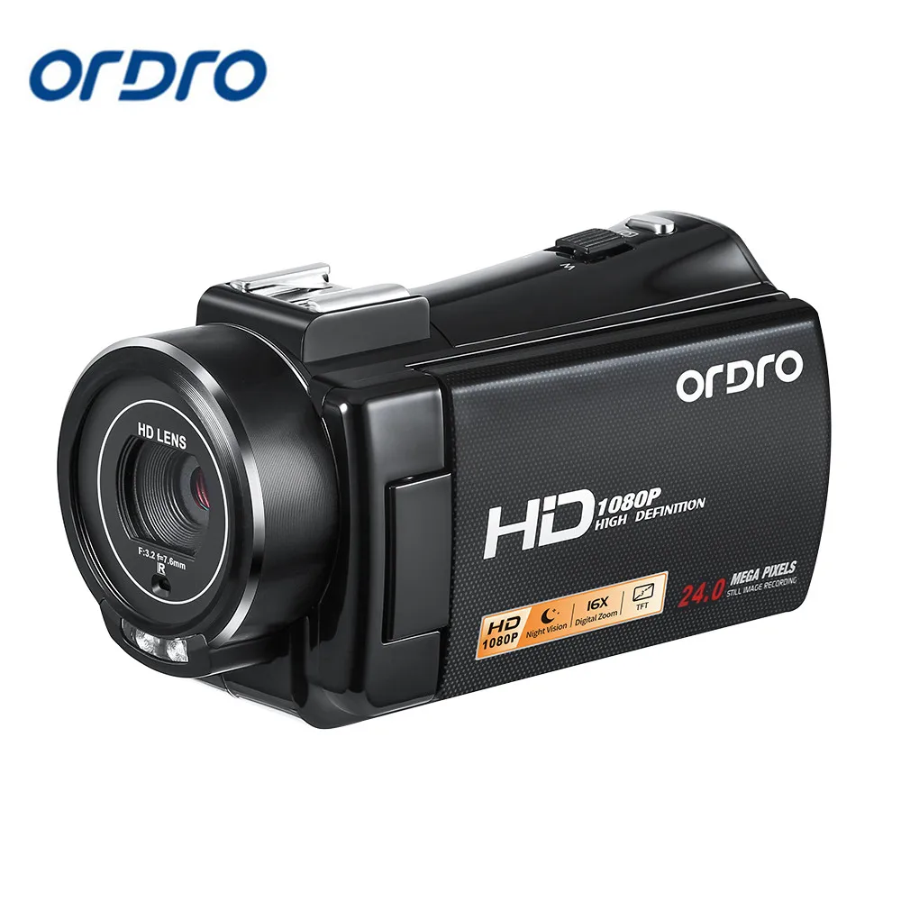 Цифровая видеокамера Ordro V7 Plus 3 0 дюйма HD 1080P 24 МП 16x5 CMOS датчик поддержка