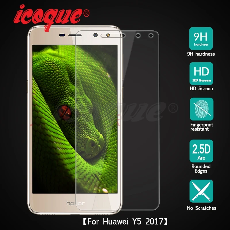Закаленные очки Icoque 9H 2.5D для Huawei Y6 2017 Y5 стеклянная пленка экрана защитное стекло |
