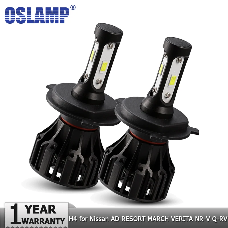 

Oslamp H4 Hi lo Car LED Headlight Bulb COB 12v 72W 8000lm Auto Headlamp Led Lights for Nissan AD RESORT MARCH VERITA NR-V Q-RV