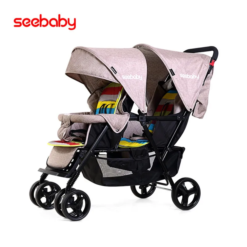 

high landscape,twin baby stroller, front and rear seats,can lie down and can sit and easy to fold free shipping