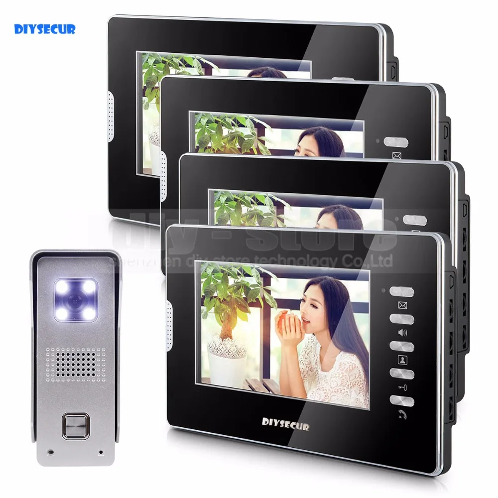 

DIYSECUR 7 Inch TFT LCD Monitor Colour Video Door Phone Doorbell Home Intercom System 1V4