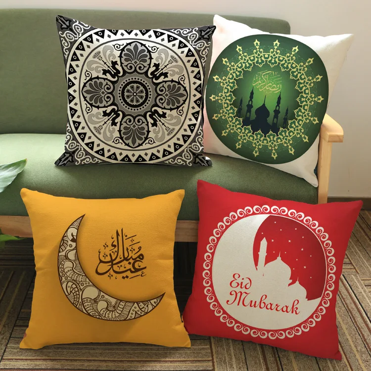 

Islam Cushion Covers Ramadan Moon Beige Pillow case 11 Style Thin Linen Cotton Pillow Covers 45X45cm 95g Bedroom Sofa Decoration