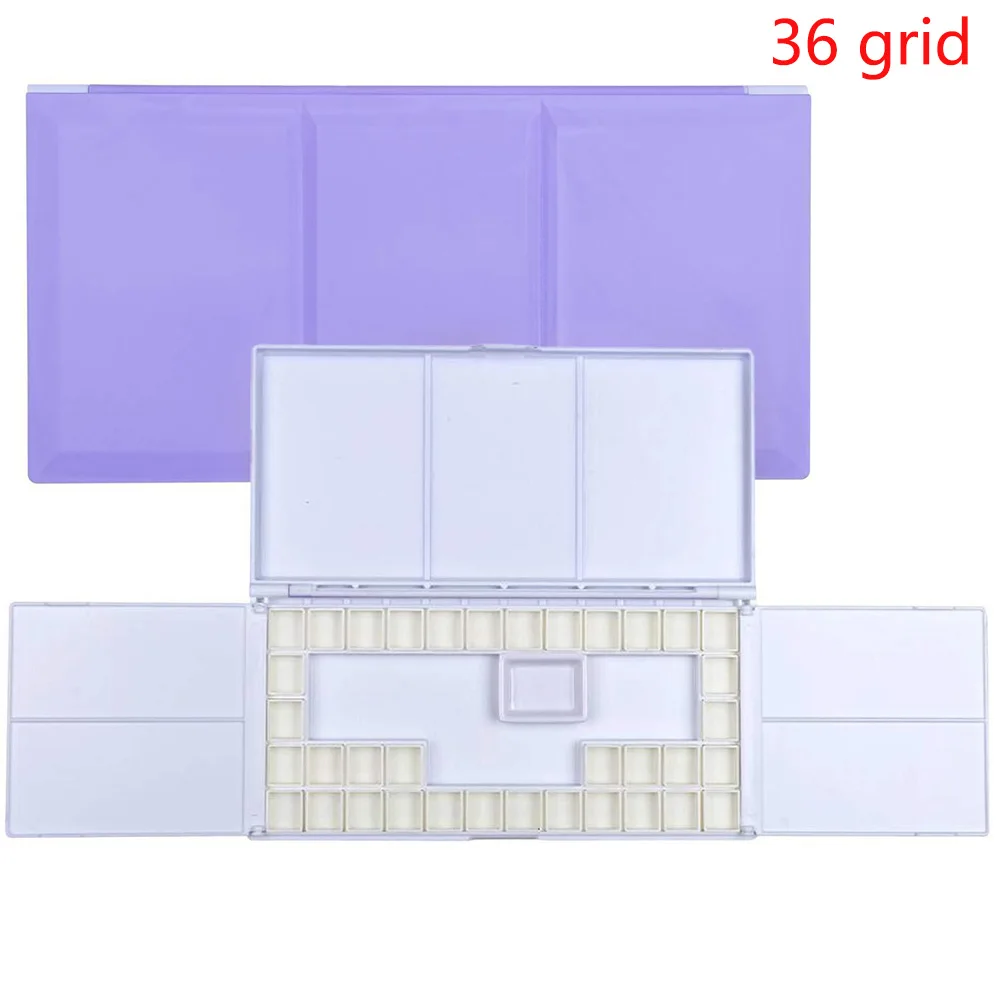 

36 Grid Watercolor Case Gouache Paint Palette Art Supplies Foldable Professional Painting Empty Plastic Artist Box Storage Tray