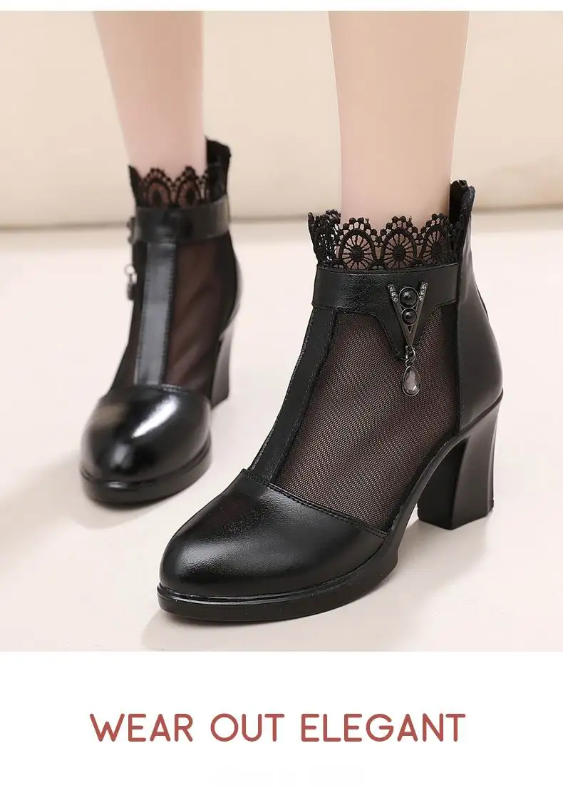 GKTINOO/женские ботинки; ботильоны из натуральной кожи; летние ботинки на шнуровке; Zapatos chaussures femme; женская обувь на высоком квадратном каблуке