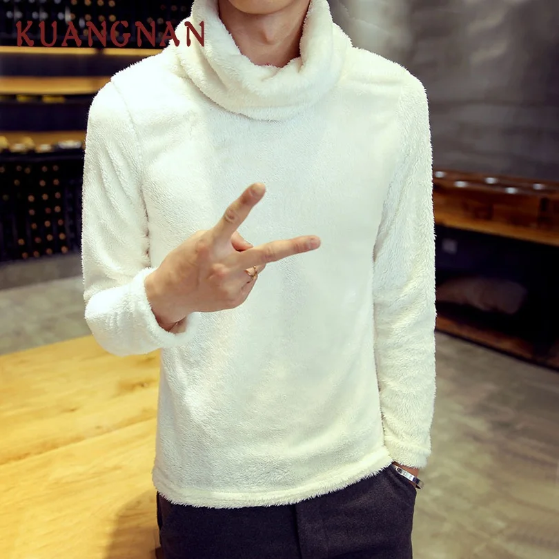 

KUANGNAN Cashmere Turtleneck Men Sweater Man Solid Cashmere Winter Pullover Men Sweater Coat Mens Turtleneck Sweaters 2018 New