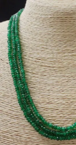 LiiJi Уникальная натуральная Натуральный камень 3 ряда 2X4 мм Гранёные с одной и плоские с другой стороны нагрева зеленый нефрит бусины, счеты, Цепочки и ожерелья 18-20''