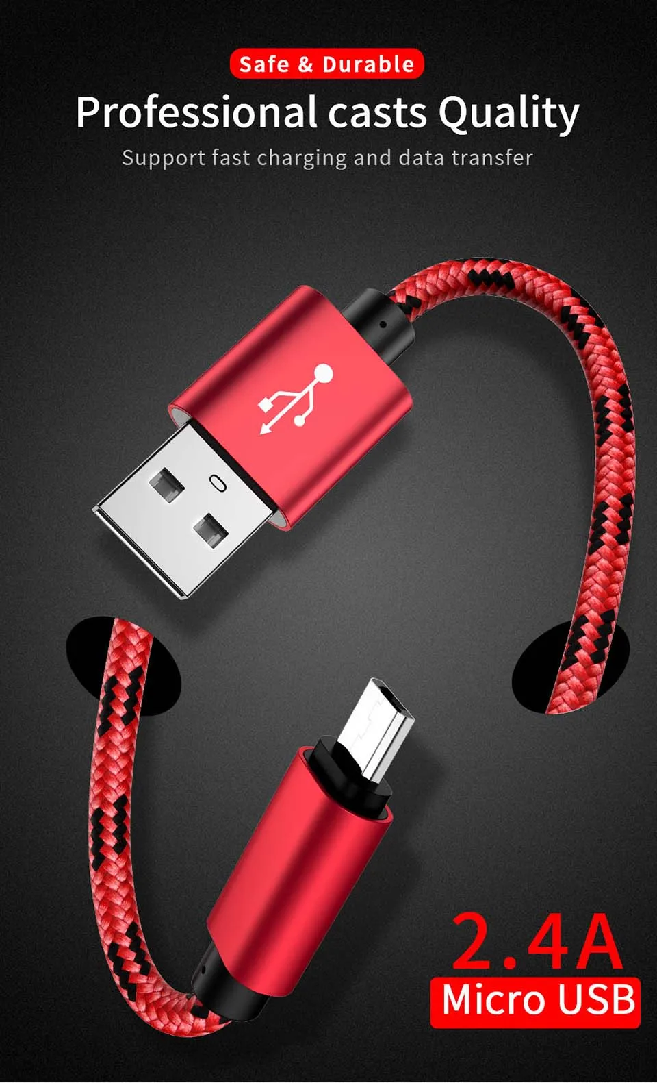 MUSTTRUE 2.4A Micro USB кабель для быстрой зарядки USB кабель для передачи данных нейлоновый кабель синхронизации для samsung Xiaomi Redmi huawei Android Micro usb кабель