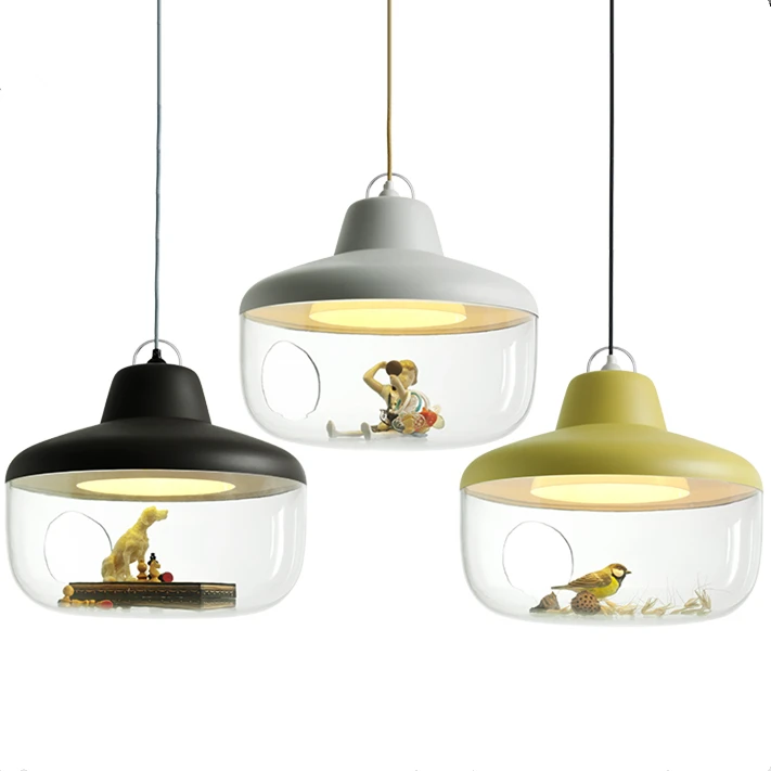 

modern children bedroom box cartoon people dog animal pendant light for dining room bedroom Coffee bar hanging lighting