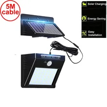 30 светодиодов солнечный светильник с разделенным креплением pIR датчик движения водонепроницаемый ip65 для уличного сада патио точечный прожектор светильник с кабелем 5 м