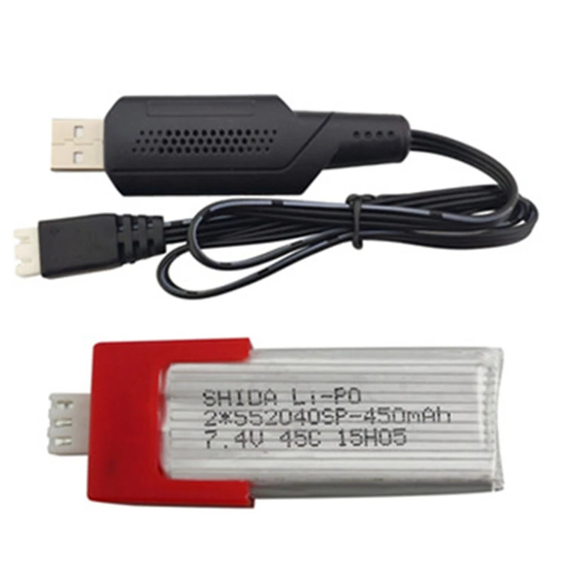 silver 7,4 V 450 Mah литиевая батарея с usb-кабелем для зарядки Xk K120 одиночное весло Дистанционное управление вертолет аксессуары батарея - Цвет: silver