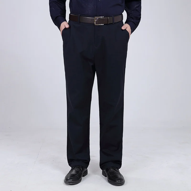 BKTrend новые осенние мужские повседневные деловые брюки стрейч эластичная ткань свободные прямые брюки черный синий хаки большой размер 38-52