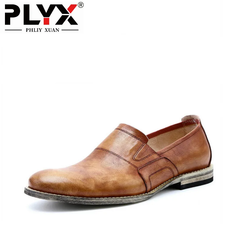 

Brand PHLIY XUAN England Retro Men Casual Shoes Genuine Leather 100% Handmade Chaussure Homme De Marque