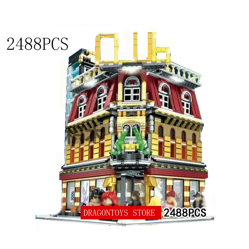 

hot compatible LegoINGlys city light Street view bar nightclub MOC Building Blocks model with figures bricks toys for Children