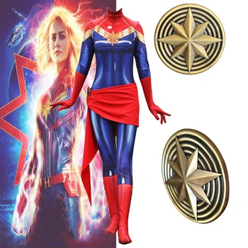 

New 3D Women Girls Movie Version Captain Marvel Carol Danvers Cosplay Costume Zentai Superhero Bodysuit Suit Jumpsuits